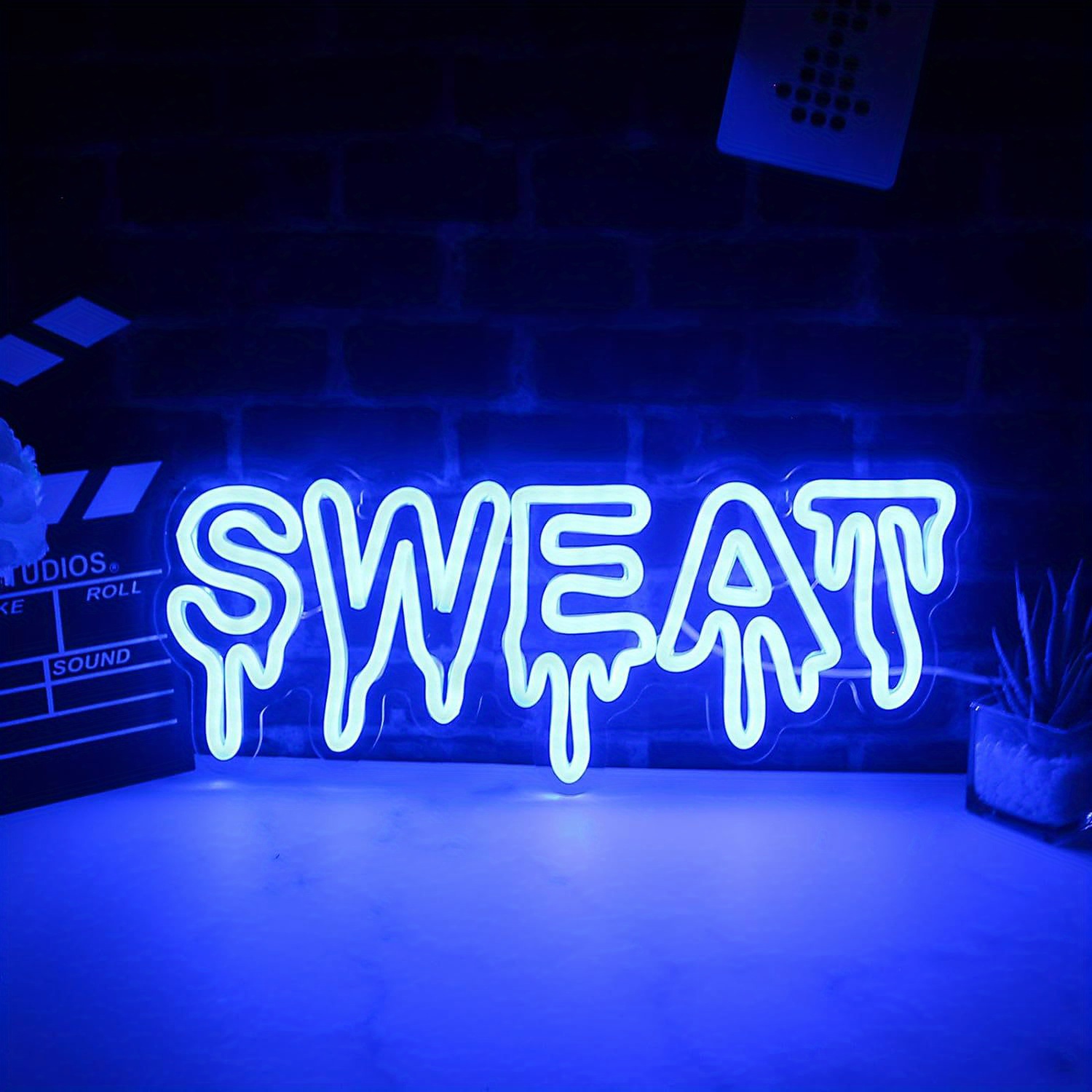 Home Zone Gym - Sweat Blue Dripping LED Neon Sign