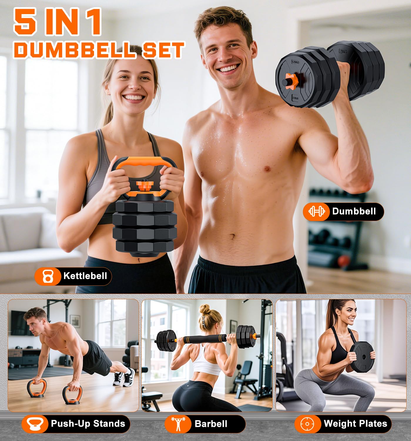 5-in-1 Adjustable Dumbbell 33- - Home Gym Used recension och pris