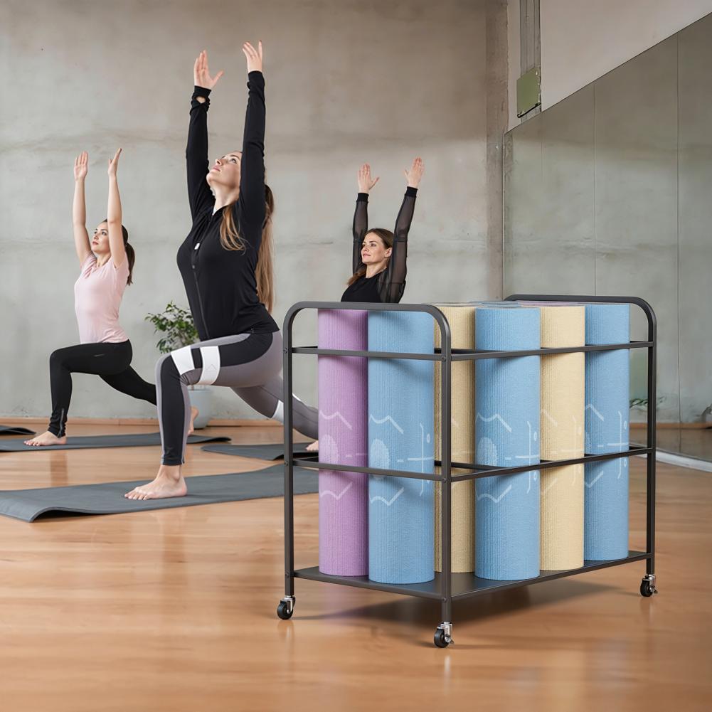 Yoga Mat Storage Rack with Whe - Home Gym Folding Rack recension och pris