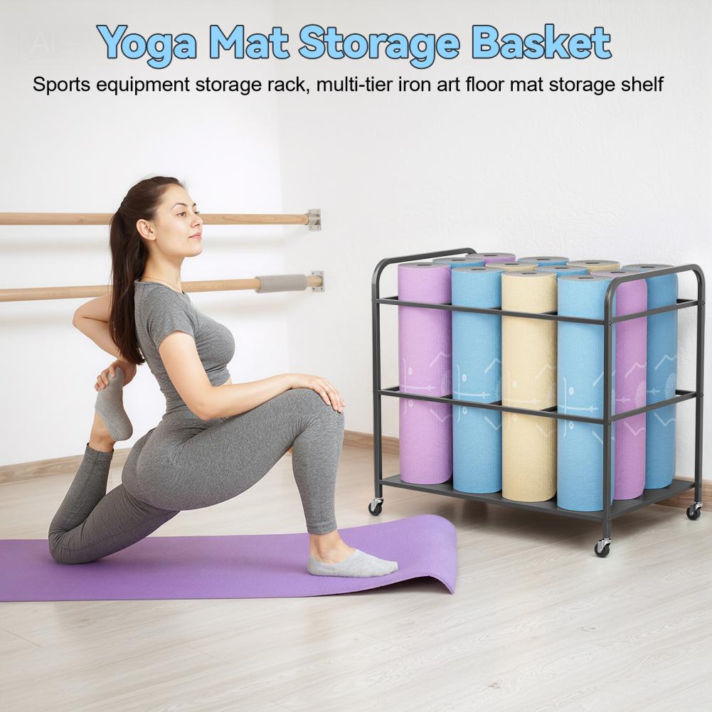 Yoga Mat Storage Rack with Whe - Home Gym Folding Rack recension och pris