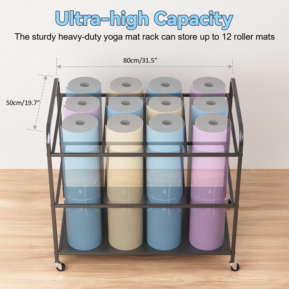Yoga Mat Storage Rack with Whe - Home Gym Folding Rack recension och pris