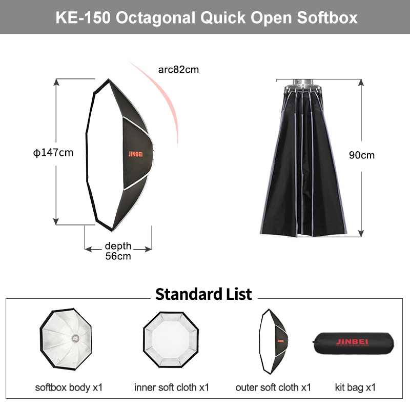 JINBEI KE- 150cm Quick Set-up  - Plyo Box Set recension och pris